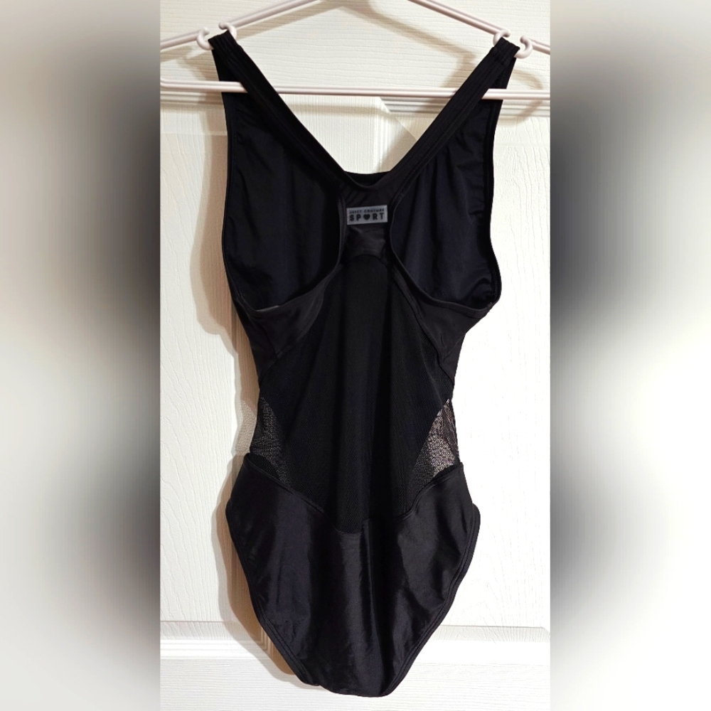 Juicy Couture black mesh one piece swimsuit bathing suit swim suit